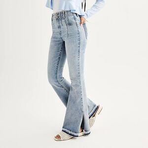 SO High-Rise Flare Jeans Women Junior Plus Size 18 Stretch Light Blue Denim NEW